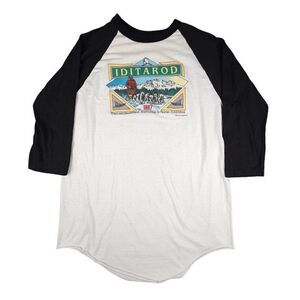 Vintage Iditarod T Shirt Mens Size Medium 80s 1987 Alaska Dog Sled Race